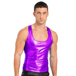 Shiny Metallic Tank Tops Men Sport Fitness Bodybuilding Tanks Fashion Mens Gym Vest Tops Sleeveless T-Shirt Singlet Undershirts