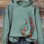 Hoodies Sweatshirts Printed Crewneck Blue Ocean Tentacles Casual Colors Outdoors Sports Harajuku Streetwear Women Men Clothing