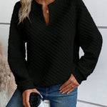 Women Sweatshirt 2025 Spring Autumn Latest Fashion Solid Color Deep V-Neck Pullover Long Sleeved Casual Hoodie Loose Sporty Top