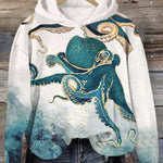 Hoodies Sweatshirts Printed Crewneck Blue Ocean Tentacles Casual Colors Outdoors Sports Harajuku Streetwear Women Men Clothing