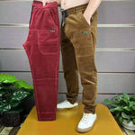 Corduroy Cargo Trousers Men's Simple Loose American Retro Casual Elastic Autumn Winter Business Classic Male Trousers