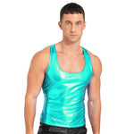 Shiny Metallic Tank Tops Men Sport Fitness Bodybuilding Tanks Fashion Mens Gym Vest Tops Sleeveless T-Shirt Singlet Undershirts