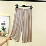 Modal Plus Size Capri Pants Women's Summer Loose Fit Wide Leg Elastic Waist Casual Lounge Shorts