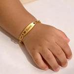 Kissmoon Custom Engrave Name Baby ID Bracelet Stainless Steel Personalized Hollow Heart Bracelet for Kids Children Jewelry Gift