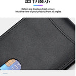 Airtag Business Genuine Cow Leather Men Bifold Thin Wallet RFID Blocking Credit Bank Card Holder with ID Window Male Purse Black