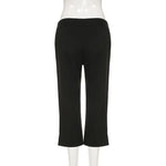 Black Capris Slight Flare Pants Women Y2k Clothes Slim Fit Trousers Pantalones De Mujer Zipper Roupa Feminino Streetwear