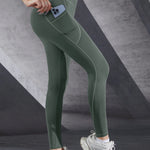 New High Waist Women's Leggings Stretch Yoga Pants Tights With Pockets Push Up Fitness Running Sportswear Solid Color Pants