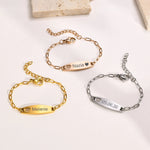 Kissmoon Custom Engrave Name Baby ID Bracelet Stainless Steel Personalized Hollow Heart Bracelet for Kids Children Jewelry Gift