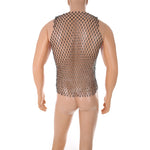Tank Tops Men Rhinestone Fishnet Shiny Muscle Top Man See Through Vest Round Sequin Sleeveless T-Shirt Party Nightclub Garment