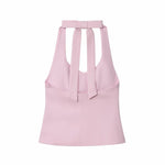 Women Summer Halter Tank Tops Women New Fashion Sweet Strapless Bow Elegant Street Casual Backless Female Top Clothing