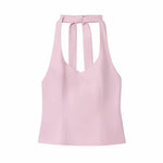Women Summer Halter Tank Tops Women New Fashion Sweet Strapless Bow Elegant Street Casual Backless Female Top Clothing