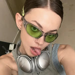 Retro Y2K Men Oval Sunglasses Women Fashion Sports Goggles Popular Cat Eye Sun Eyewear Ladies UV400 Eyeglasses