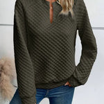 Women Sweatshirt 2025 Spring Autumn Latest Fashion Solid Color Deep V-Neck Pullover Long Sleeved Casual Hoodie Loose Sporty Top