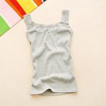 Tank Tops Women Summer O-neck Lace Suspender Camisole Solid Color Female U-shaped Low Cut Vest 2024 Sleeveless