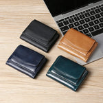 AirTag Wallet Oil Leather RFID Tri-fold Wallet Suitable for Men Women with Coin Pocket Luxury Purse Card Holder without AirTag