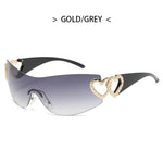 Y2K Retro Sunglasses for Women Rimless Gradient Lens Wrap Around Style 2000's Punk Oversized Fashion UV400 Sun Glasses Goggles