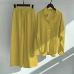 Autumn Women's Clothing 2024 New Fashionable Retro Cotton Linen Shirt High Waist Loose Long Sleeved Lace Up Pants Two-piece Set