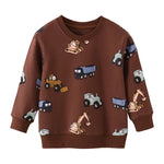 Boys Long Sleeve Hooded Sweatshirts Cars Print Autumn Spring Kids Sport Shirts 2-7T All Print Baby Children's Clothing