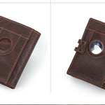 Luxury Brand Airtag Wallet Men Leather RFID Aluminum Card Holder Zipper Slim Purses Anti-lost ID Credit Card Folding wallets