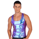 Shiny Metallic Tank Tops Men Sport Fitness Bodybuilding Tanks Fashion Mens Gym Vest Tops Sleeveless T-Shirt Singlet Undershirts
