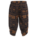 Mens Allover Stylish Print Harem Pants Capri Pants Elastic Waistband Pockets Hippie Pants Boho Style Trousers Beach Costume