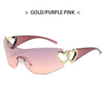 Y2K Retro Sunglasses for Women Rimless Gradient Lens Wrap Around Style 2000's Punk Oversized Fashion UV400 Sun Glasses Goggles