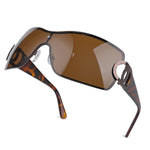 Retro Women's Sunglasses Wrap Around Y2K Sunglasses Futuristic Gradient Lens Sun Glasses Modern Shades Eyewear