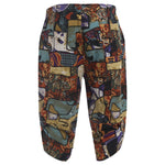 Mens Allover Stylish Print Harem Pants Capri Pants Elastic Waistband Pockets Hippie Pants Boho Style Trousers Beach Costume