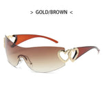 Y2K Retro Sunglasses for Women Rimless Gradient Lens Wrap Around Style 2000's Punk Oversized Fashion UV400 Sun Glasses Goggles