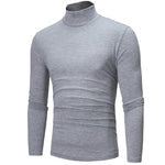 Autumn  Winter Men's High Neck T-shirt Slim Fit Fashion High Elastic Long Sleeve Cotton Casual Breathable Apparel Pullover