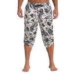 Mens Allover Stylish Print Harem Pants Capri Pants Elastic Waistband Pockets Hippie Pants Boho Style Trousers Beach Costume