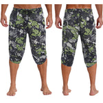 Mens Allover Stylish Print Harem Pants Capri Pants Elastic Waistband Pockets Hippie Pants Boho Style Trousers Beach Costume
