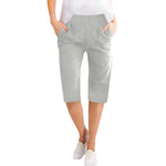 Womens Capris Cotton Linen Pants Drawstring Elastic Waist Pants Casual Cropped Trousers Daily Breeches Five Half Pants Pantalone
