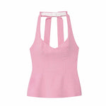 Women Summer Halter Tank Tops Women New Fashion Sweet Strapless Bow Elegant Street Casual Backless Female Top Clothing