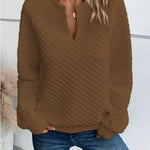 Women Sweatshirt 2025 Spring Autumn Latest Fashion Solid Color Deep V-Neck Pullover Long Sleeved Casual Hoodie Loose Sporty Top