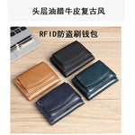 AirTag Wallet Oil Leather RFID Tri-fold Wallet Suitable for Men Women with Coin Pocket Luxury Purse Card Holder without AirTag