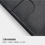 Airtag Business Genuine Cow Leather Men Bifold Thin Wallet RFID Blocking Credit Bank Card Holder with ID Window Male Purse Black
