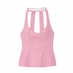 Women Summer Halter Tank Tops Women New Fashion Sweet Strapless Bow Elegant Street Casual Backless Female Top Clothing