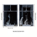 3D Holiday Halloween Horror Witch Window Cover Family Party Decoration Witch Zombie Ghosts Super Terrifying Photo Studio Backdrop Door Window Hanging Banner