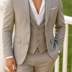 Men's Three Piece Casual Flat Neck Suit With Intelligent Breathability, Suitable For Work Or Wedding