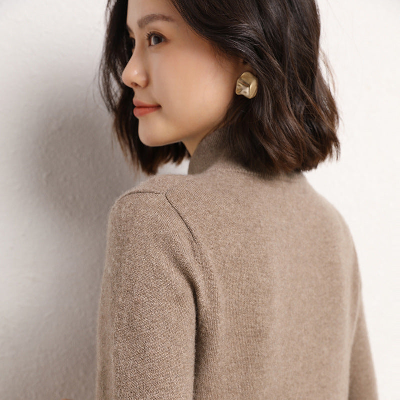 Half-open Zipper Collar Pullover Knitted