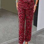 Printed Sequins Leopard Print European And American Straight-leg Trousers